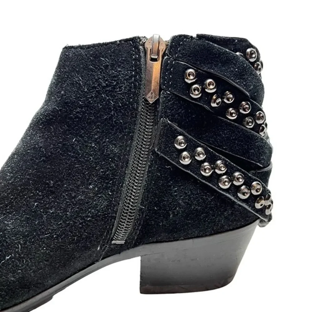 SAM EDELMAN PENROSE Black Ankle Booties Boots Buckles Gothic Leather Suede 6.5 - Picture 4 of 15
